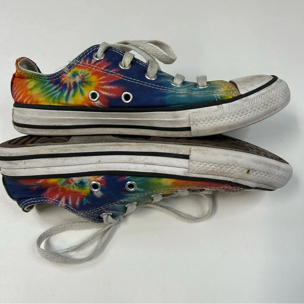 Converse Unisex Youth Kids Sneakers Size 2 Low Top Lace Up Tie Dye Yellow #1571